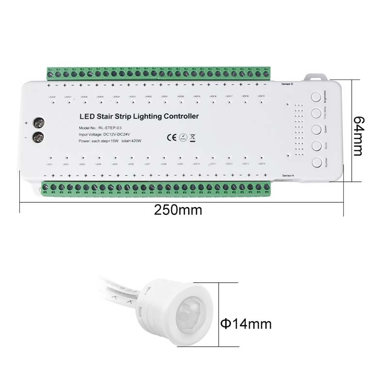 PIR Motion Sensor 28-Way LED Stair Lighting Controller PIR Motion Sensor 28-Way LED Stair Lighting Controller